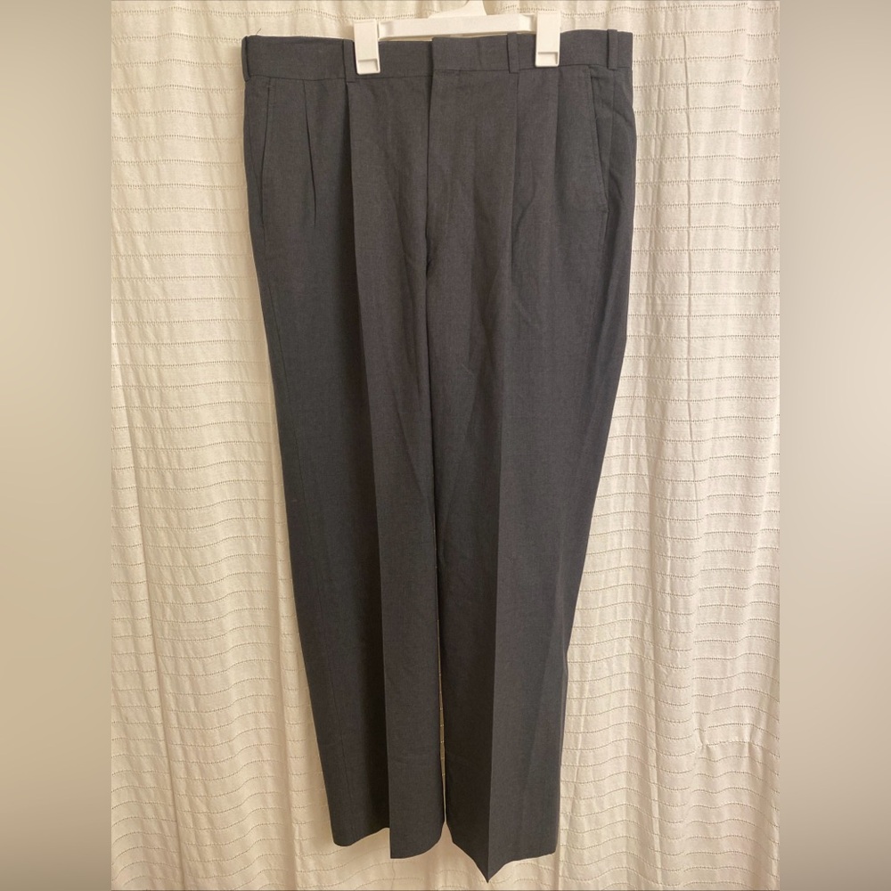 lands end mens dress pants 38 Wool Gray Pockets Office Formal Wedding